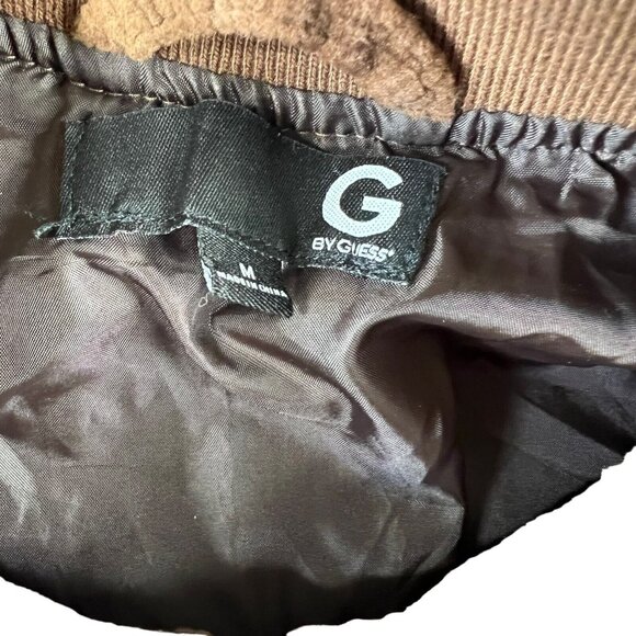 G by Guess Mens Tracksuit Jacket Size Medium Brown‎ Velour Full Zip Pockets - Picture 4 of 9